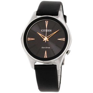 Citizen Women's Modena Black Dial Leather Watch